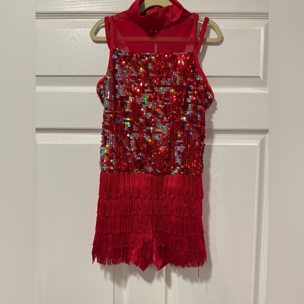 Weissman Sparkling Red Fringe Dance Costume Jazz/Tap